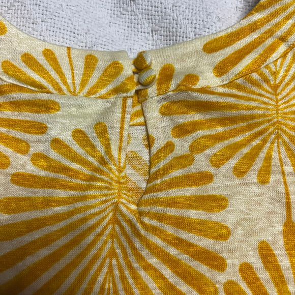 NWT Joie Yellow and Cream 100% Linen High Neck Tanktop Size Large Tropical Sun - Picture 5 of 6